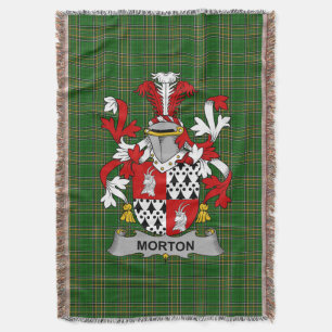  Irish Morton Coat of Arms Family Crest Ireland Throw Blanket