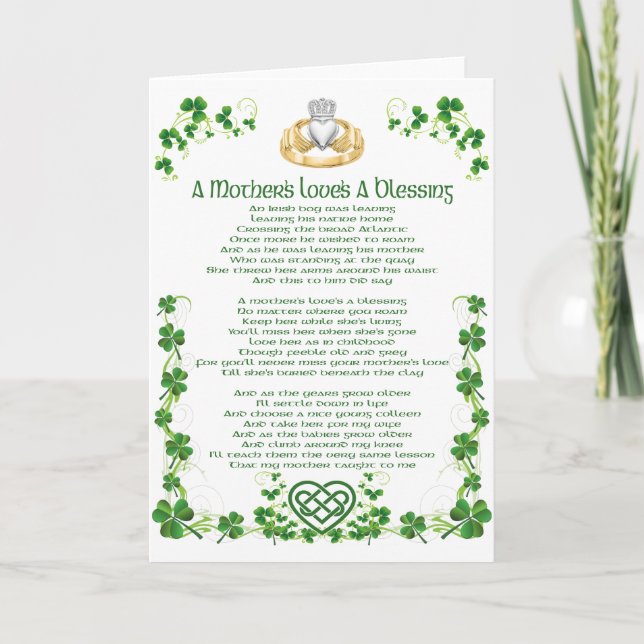 Irish Mothers Love is A Blessing Card (Front)