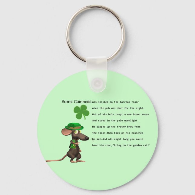 Irish Mouse drinking beer Key Ring (Front)