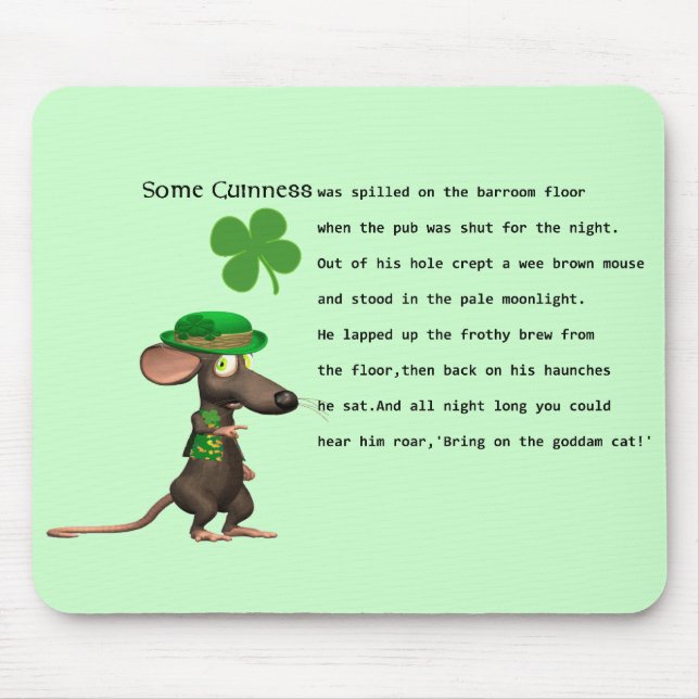 Irish Mouse drinking beer Pad (Front)