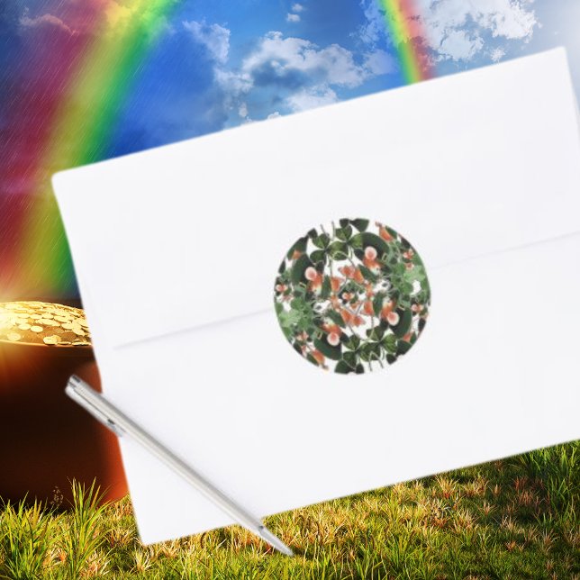 Irish Mouse Kaleidoscope Two St. Patrick's Day Classic Round Sticker (Irish Mouse Kaleidoscope Two St. Patrick's Day Classic Round Sticker)