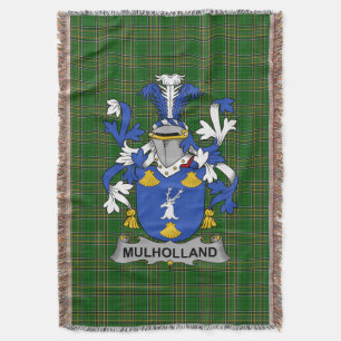  Irish Mulholland Coat of Arms Family Crest Irelan Throw Blanket