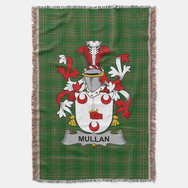  Irish Mullan Coat of Arms Family Crest Ireland Throw Blanket (Front Vertical)