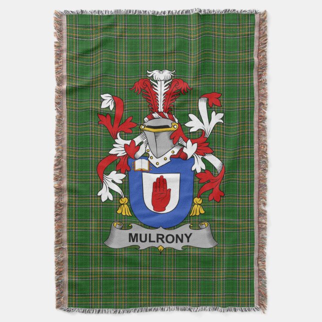  Irish Mulrony or O_Mulroney Coat of Arms Family C Throw Blanket (Front Vertical)