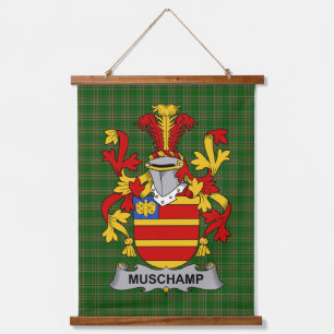Irish Muschamp Coat of Arms Family Crest Hanging Tapestry