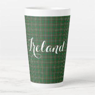 Irish National Tartan & Customisable Text Latte Mug
