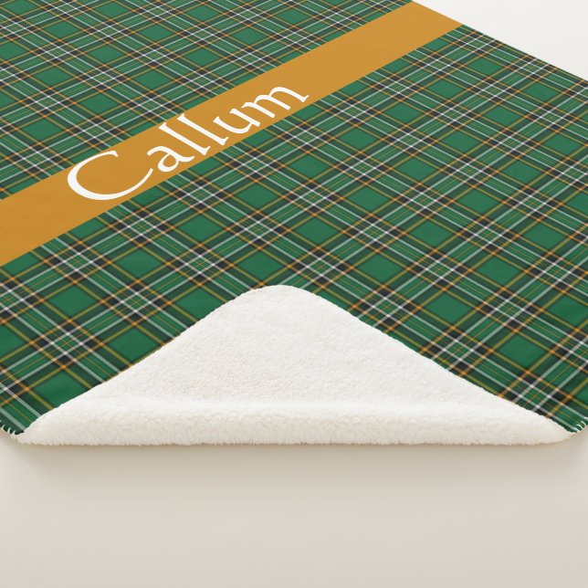 Irish National Tartan  Personalised  Sherpa Blanket (3/4)
