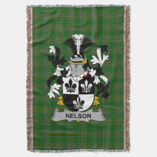  Irish Nelson or Nealson Coat of Arms Family Crest Throw Blanket