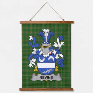 Irish Nevins or McNevins Coat of Arms Family Crest Hanging Tapestry
