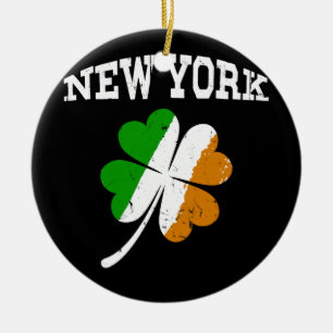 Irish New York St Patrick's Day Vintage Shamrock Ceramic Tree Decoration