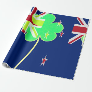 Irish New Zealand Flag Shamrock Clover St. Patrick Wrapping Paper