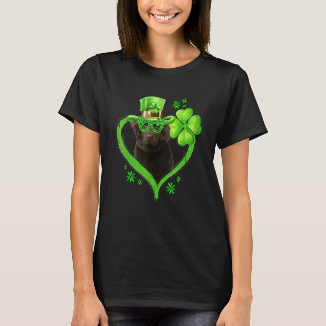 Irish Newfoundland Dog Love Shamrock St Patrick S  T-Shirt (Front)