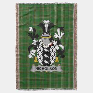  Irish Nicholson Coat of Arms Family Crest Ireland Throw Blanket