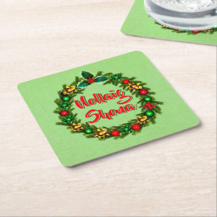 Irish Nollaig Shona Merry Christmas Square Paper Coaster