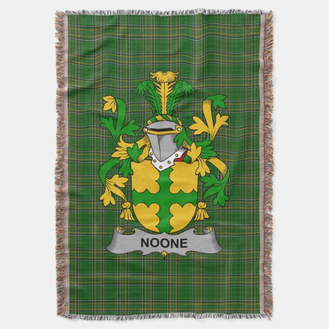  Irish Noone or O_Noone Coat of Arms Family Crest  Throw Blanket (Front Vertical)