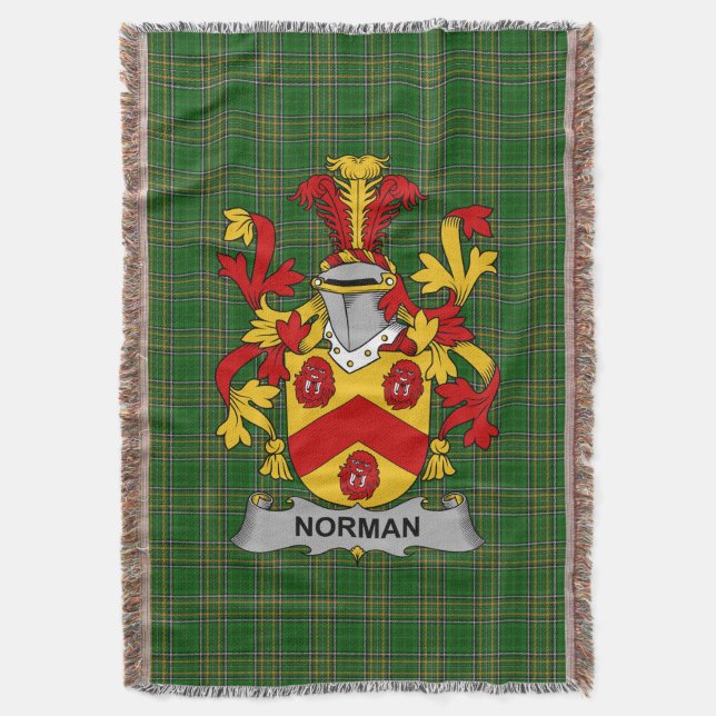  Irish Norman Coat of Arms Family Crest Ireland Throw Blanket (Front Vertical)