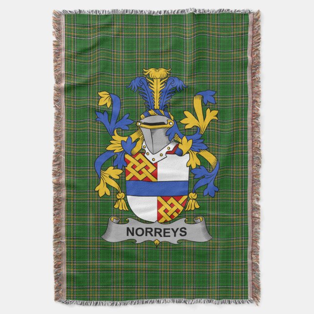  Irish Norreys Coat of Arms Family Crest Ireland Throw Blanket (Front Vertical)