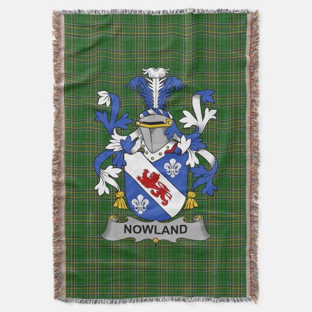  Irish Nowland Coat of Arms Family Crest Ireland Throw Blanket (Front Vertical)