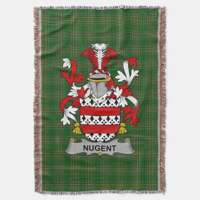  Irish Nugent Coat of Arms Family Crest Ireland Throw Blanket (Front Vertical)
