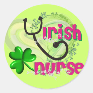 Irish Nurse Artsy Heart Gifts Classic Round Sticker