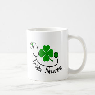 Irish Nurse Gifts, Green Clover Design Coffee Mug