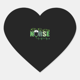 Irish Nurse Shamrock Stethoscope St Patrick's Day Heart Sticker