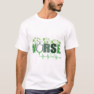 Irish Nurse Shamrock Stethoscope St Patrick's Day T-Shirt