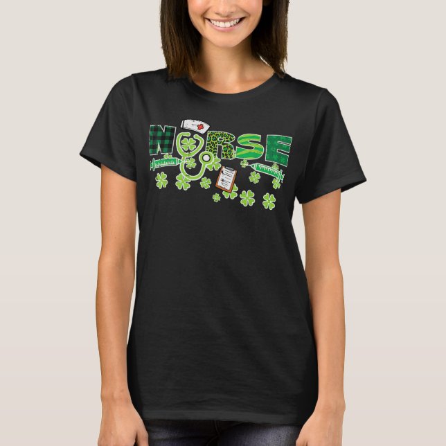 Irish Nurse St Patricks Day Scrub Saint Paddys T-Shirt (Front)