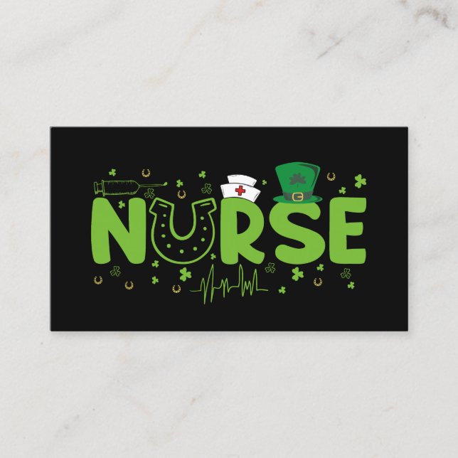 Irish Nurse Stethoscope Scrub Patricks Day Nurses Business Card (Front)