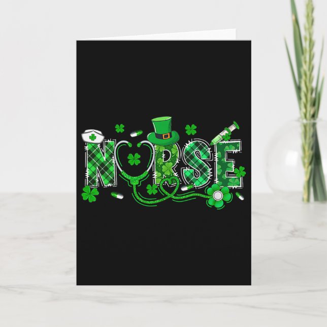 Irish Nurse Stethoscope Scrub Saint St Patrick's D Card (Front)
