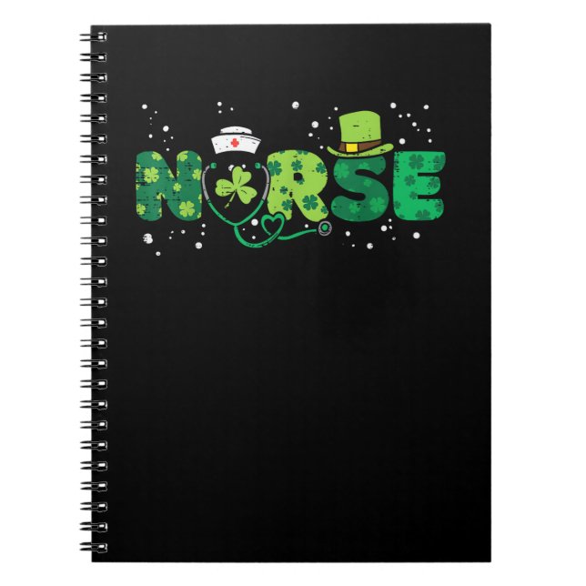 Irish Nurse Stethoscope Scrub St Patricks Day Nurs Notebook (Front)