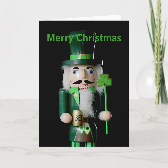 Irish Nutcracker w Personalised Message Holiday Card (Front)