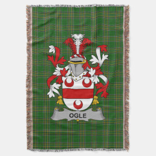Irish Ogle Coat of Arms Family Crest Ireland Throw Blanket