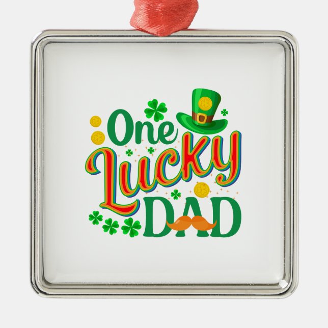 Irish One Lucky Dad Metal Tree Decoration (Front)