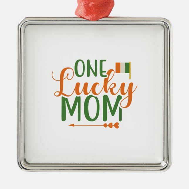 Irish One Lucky Mum Metal Tree Decoration (Front)