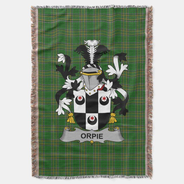  Irish Orpie Coat of Arms Family Crest Ireland Throw Blanket (Front Vertical)