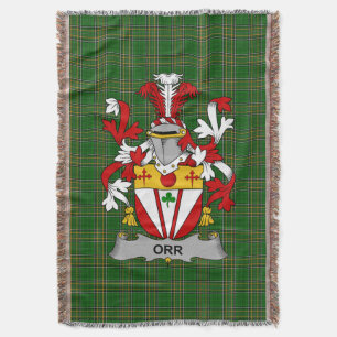 Irish Orr Coat of Arms Family Crest Ireland Throw Blanket