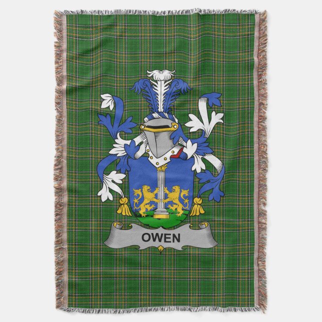 Irish Owen Coat of Arms Family Crest Ireland Iris Throw Blanket (Front Vertical)