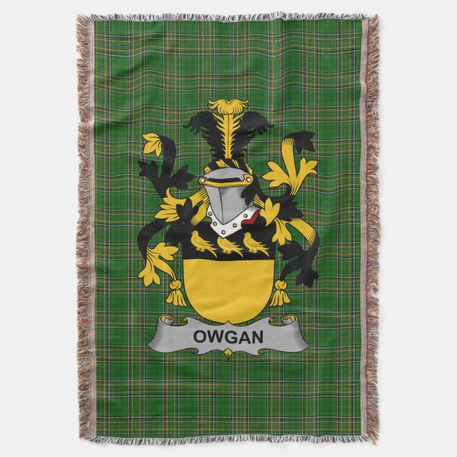  Irish Owgan Coat of Arms Family Crest Ireland Throw Blanket (Front Vertical)
