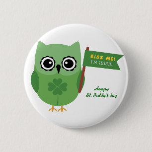 Irish Owl 6 Cm Round Badge