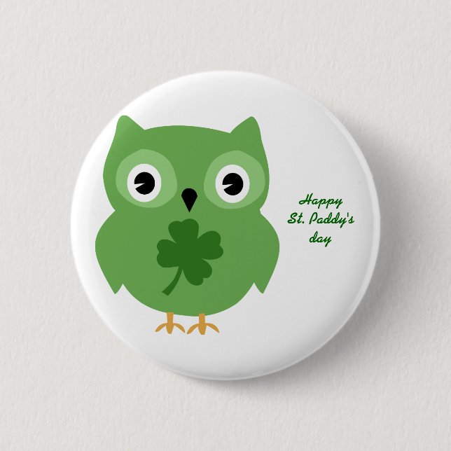 Irish Owl 6 Cm Round Badge (Front)