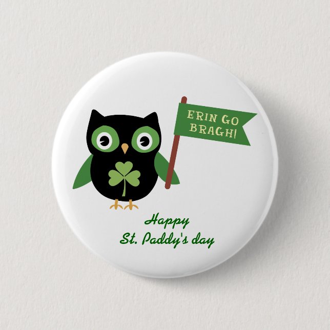 Irish Owl 6 Cm Round Badge (Front)
