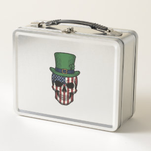 Irish Patriotic Skull Vintage Engraving Shirt Desi Metal Lunch Box