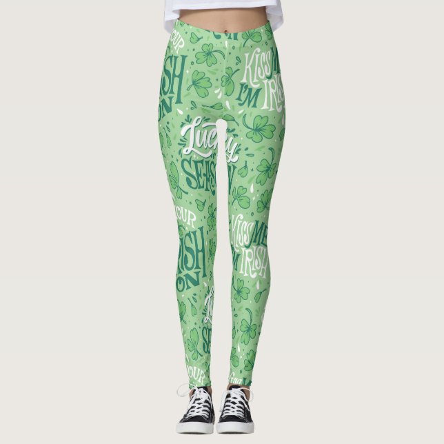 Irish Pattern Leggings for St Patrick's Day (Front)
