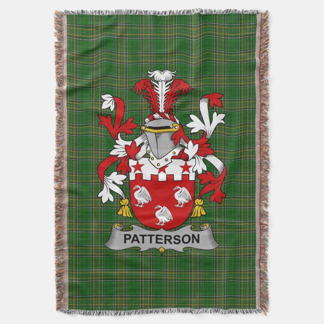  Irish Patterson Coat of Arms Family Crest Ireland Throw Blanket (Front Vertical)