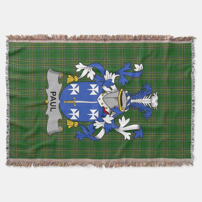  Irish Paul Coat of Arms Family Crest Ireland Throw Blanket (Front)