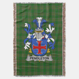 Irish Pendleton Coat of Arms Family Crest Ireland Throw Blanket