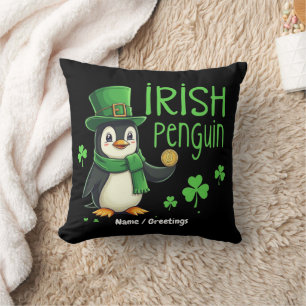 Irish Penguin A Lucky Blend of Fun, Humour, Charm Cushion