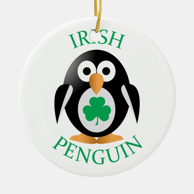 Irish penguin ceramic tree decoration (Front)