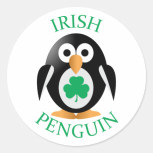 Irish penguin classic round sticker